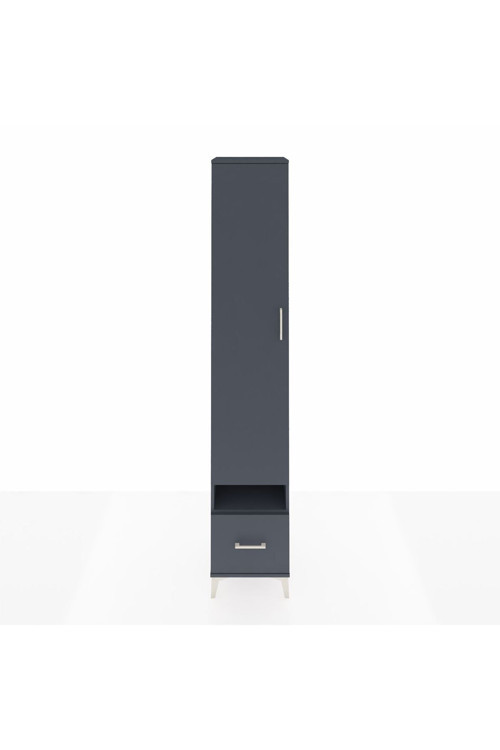 Hyperion Dolap 4 Raflı Tek Çekmeceli Tek Askılı 44x44x243 Antrasit-Antrasit