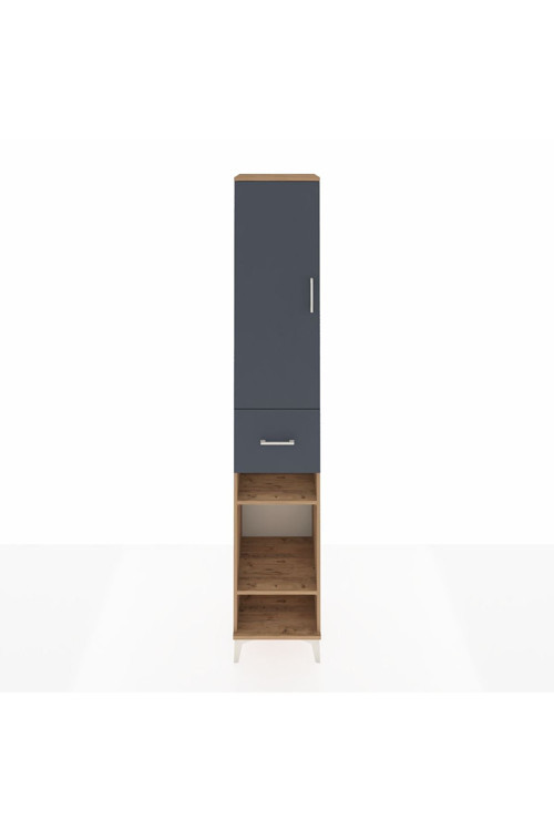 Hyperion Dolap 6 Raflı Tek Çekmeceli Tek Kapaklı 44x44x243 Çam-Antrasit