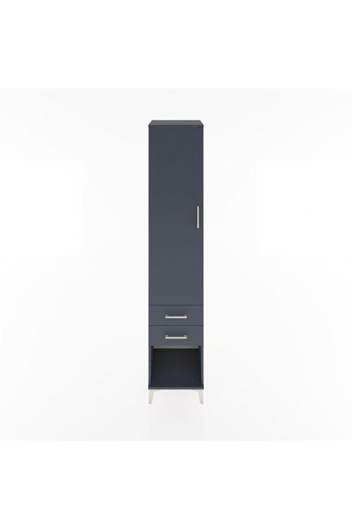 Hyperion Dolap 2 Raflı 2 Çekmeceli Tek Askılı 44x44x221 Antrasit-Antrasit