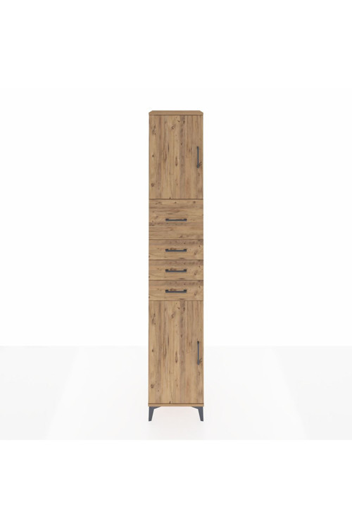 Hyperion Dolap 3 Raflı 4 Çekmeceli 2 Kapaklı 44 x 44 x 243 cm Çam - Çam