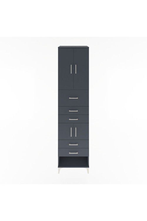 Hyperion Dolap 3 Raflı 5 Çekmeceli 4 Kapaklı 60 x 44 x 243 cm Antrasit - Antrasit