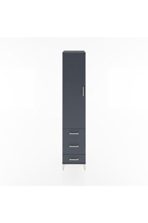 Hyperion Dolap 4 Raflı 3 Çekmeceli 1 Kapaklı 44 x 44 x 221 cm Antrasit - Antrasit