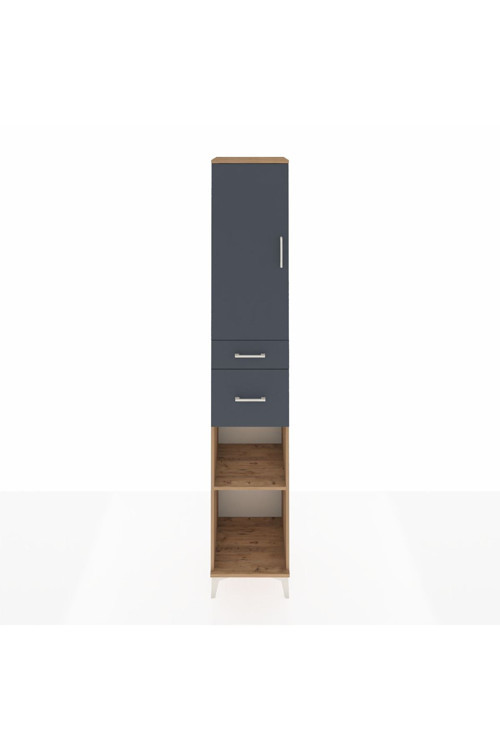 Hyperion Dolap 4 Raflı 2 Çekmeceli 1 Kapaklı 44 x 44 x 243 cm Çam - Antrasit