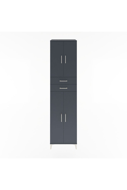 Hyperion Dolap 5 Raflı 2 Çekmeceli 4 Kapaklı 60 x 44 x 243 cm Antrasit - Antrasit