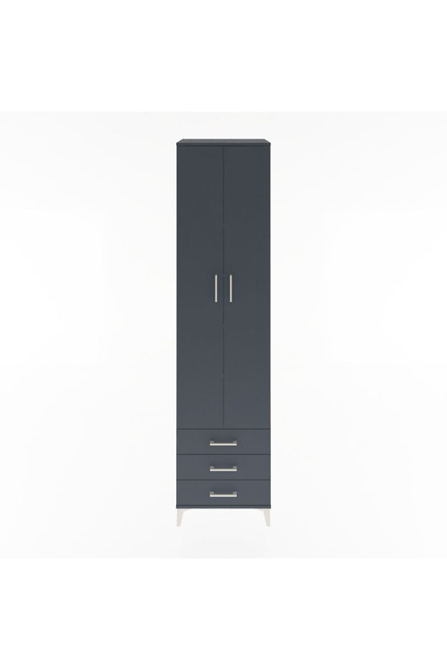 Hyperion Dolap 5 Raflı 3 Çekmeceli 2 Kapaklı 60x44x243 Antrasit-Antrasit