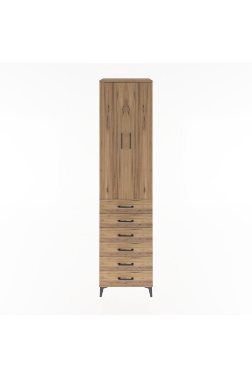 Hyperion Dolap 4 Raflı 6 Çekmeceli 2 Kapaklı 60 x 44 x 243 cm Çam - Çam