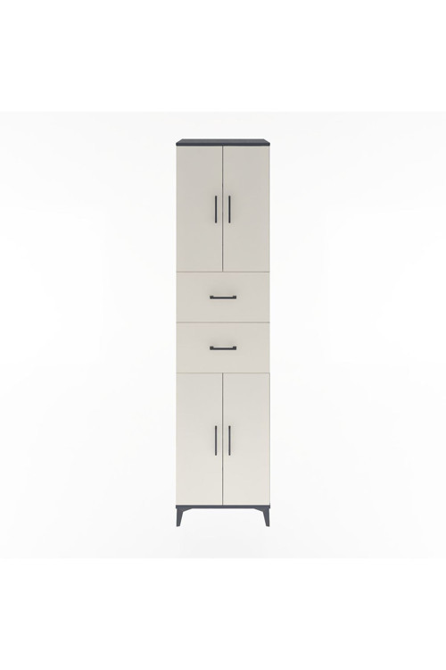 Hyperion Dolap 3 Raflı 2 Çekmeceli 4 Kapaklı 60x44x243 Antrasit-Aytaşı