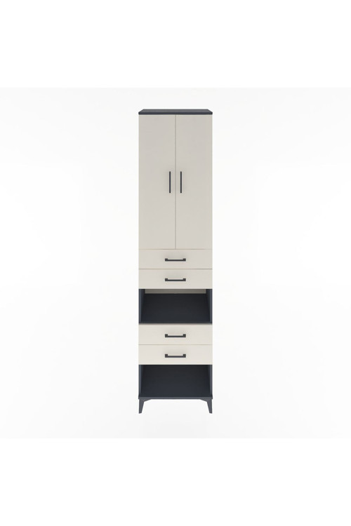 Hyperion Dolap 4 Raflı 4 Çekmeceli 2 Kapaklı 60x44x243 Antrasit-Aytaşı