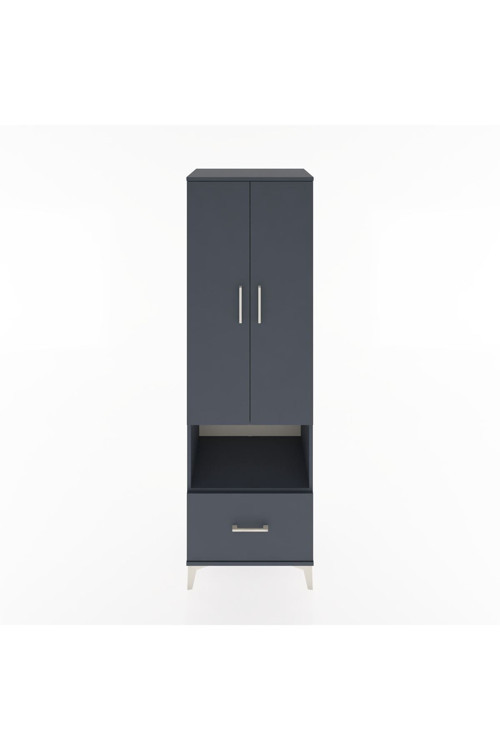 Hyperion Dolap 5 Raflı 1 Çekmeceli 2 Kapaklı 60 x 44 x 195 cm Antrasit - Antrasit