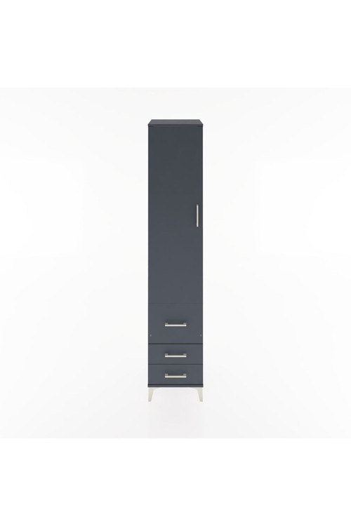 Hyperion Dolap 2 Raflı 3 Çekmeceli Tek Askılı 44x44x221 Antrasit-Antrasit
