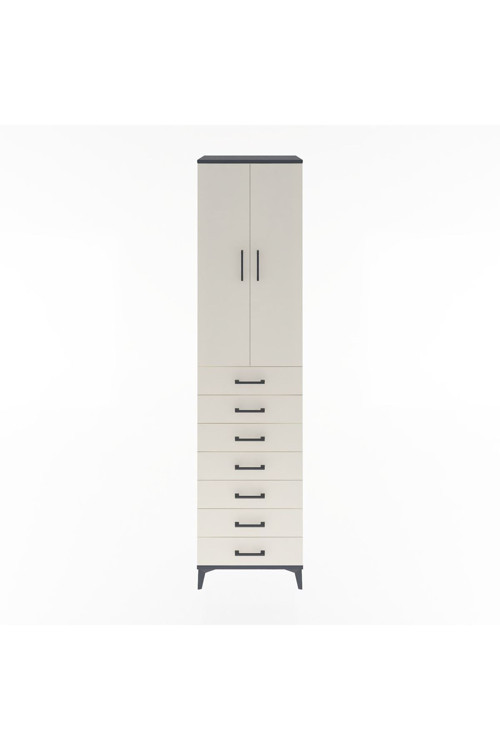 Hyperion Dolap 3 Raflı 7 Çekmeceli 2 Kapaklı 60 x 44 x 243 cm Antrasit - Aytaşı