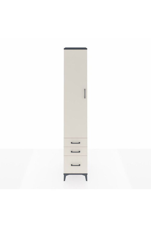 Hyperion Dolap 5 Raflı 3 Çekmeceli Tek Kapaklı 44x44x243 Antrasit-Aytaşı