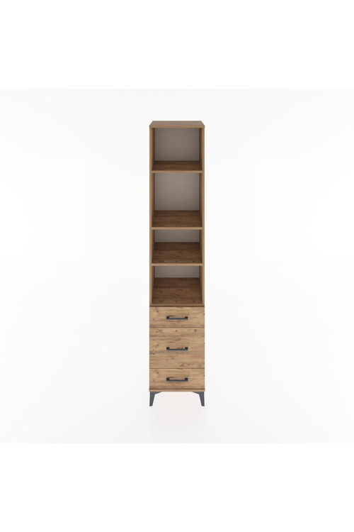 Hyperion Dolap 4 Raflı 3 Çekmeceli 44x44x221 Çam-Çam