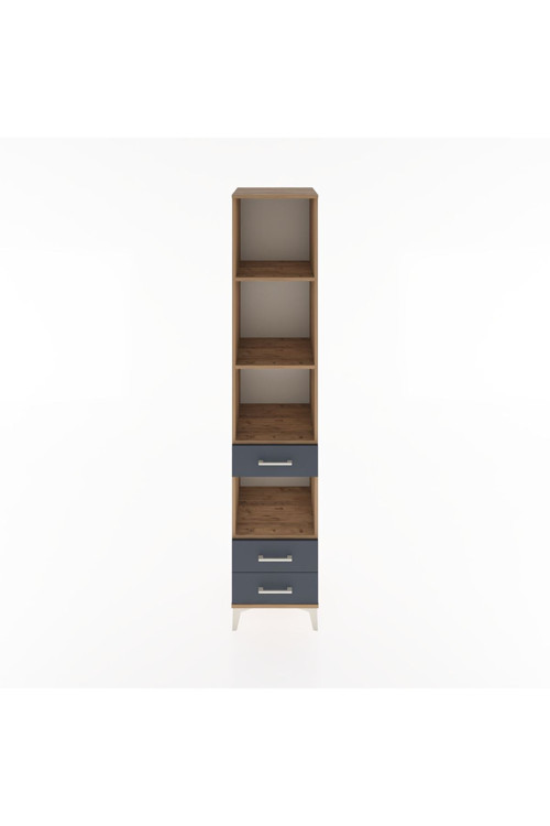 Hyperion Dolap 4 Raflı 3 Çekmeceli 44x44x221 Çam-Antrasit