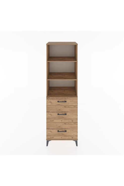Hyperion Dolap 3 Raflı 3 Çekmeceli 60x44x195 Çam-Çam