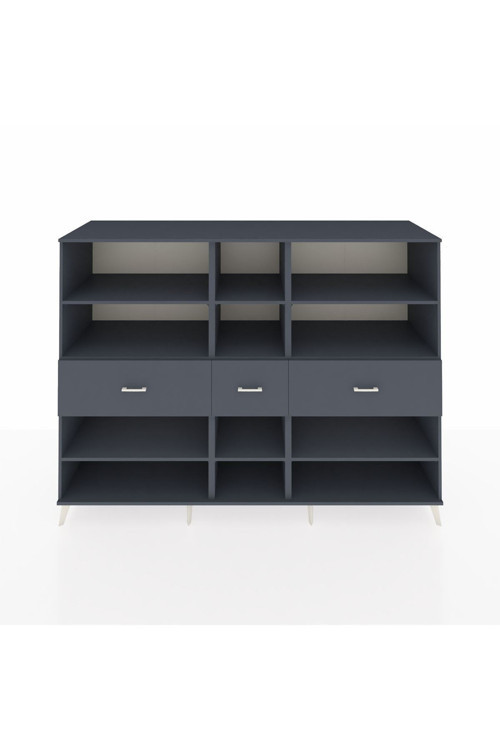 Kronos Dolap 9 Raflı 3 Çekmeceli 220 x 59 x 163 cm Antrasit - Antrasit