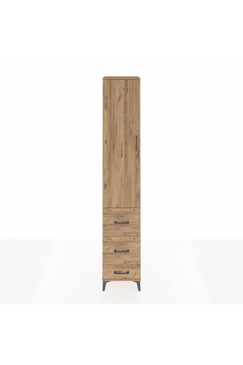 Hyperion Dolap 4 Raflı 3 Çekmeceli Tek Kapaklı 44x44x243 Çam-Çam