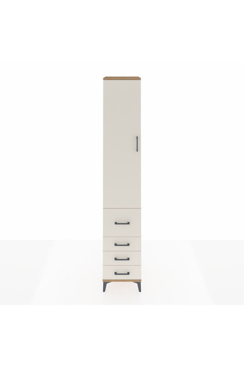 Hyperion Dolap 4 Raflı 4 Çekmeceli Tek Kapaklı 44x44x243 Çam-Aytaşı