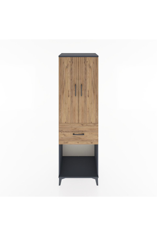Hyperion Dolap 1 Raflı 1 Çekmeceli 1 Askılı 60 x 44 x 195 cm Antrasit - Çam