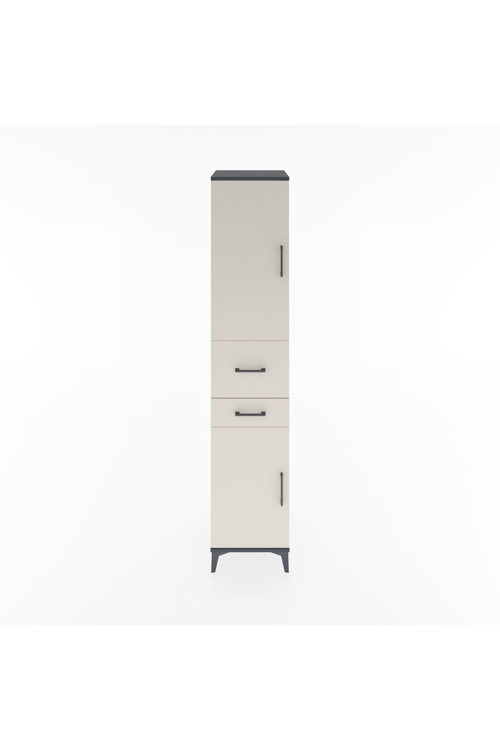 Hyperion Dolap 4 Raflı 2 Çekmeceli 2 Kapaklı 44x44x221 Antrasit-Aytaşı