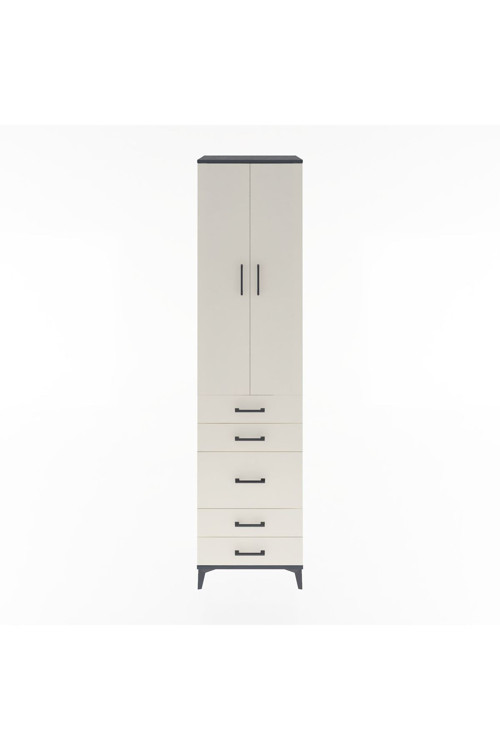 Hyperion Dolap 4 Raflı 5 Çekmeceli 2 Kapaklı 60x44x243 Antrasit-Aytaşı