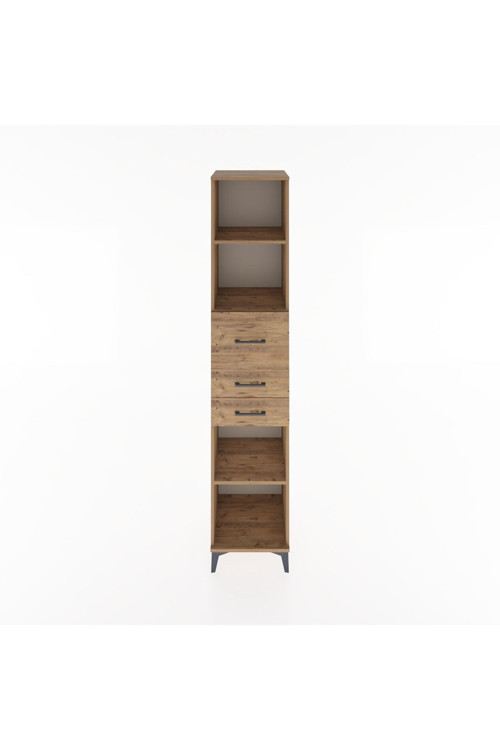 Hyperion Dolap 4 Raflı 3 Çekmeceli 44x44x221 Çam-Çam