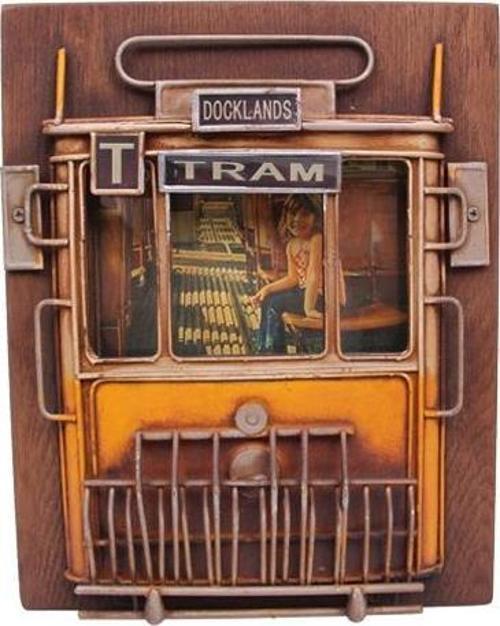 Dekoratif Metal Çerçeve Tramvay Dekorlu Vintage Hediyelik
