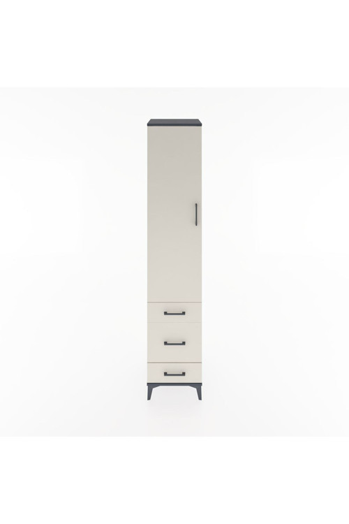 Hyperion Dolap 4 Raflı 3 Çekmeceli Tek Kapaklı 44x44x221 Antrasit-Aytaşı