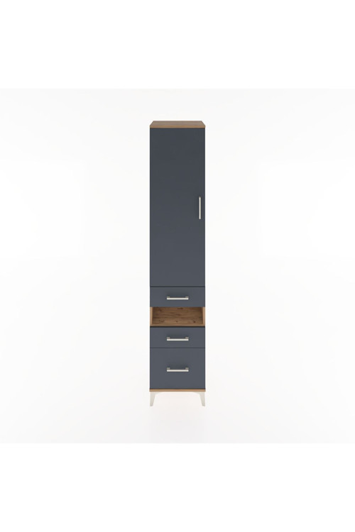 Hyperion Dolap 3 Raflı 3 Çekmeceli Tek Askılı 44x44x221 Çam-Antrasit