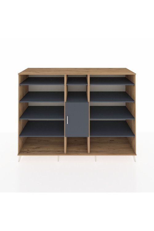 Kronos Dolap 12 Raflı 1 Kapaklı 220 x 59 x 163 cm Çam - Antrasit