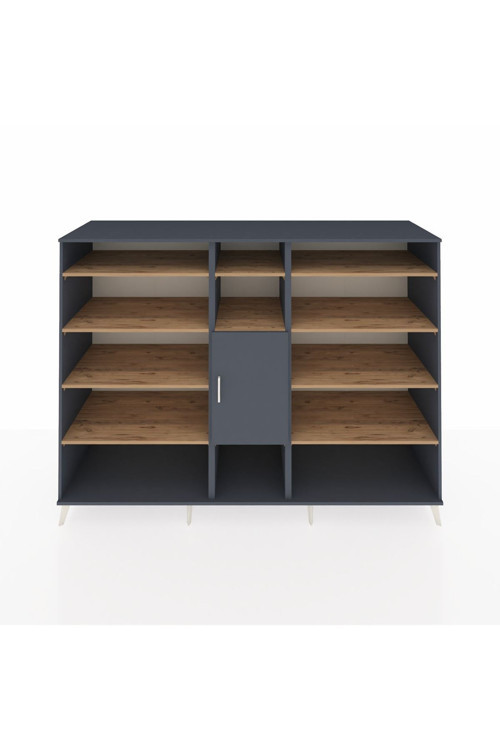Kronos Dolap 12 Raflı 1 Kapaklı 220 x 59 x 163 cm Antrasit - Antrasit - Çam