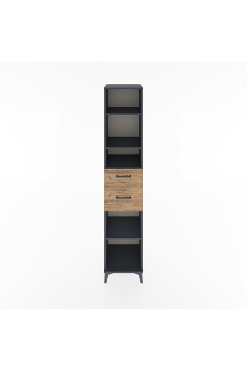 Hyperion Dolap 4 Raflı 2 Çekmeceli 44x44x221 Antrasit-Çam