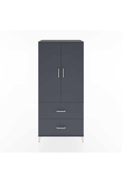 Hyperion Dolap 4 Raflı 2 Çekmeceli 2 Kapaklı 88x44x195 Antrasit-Antrasit