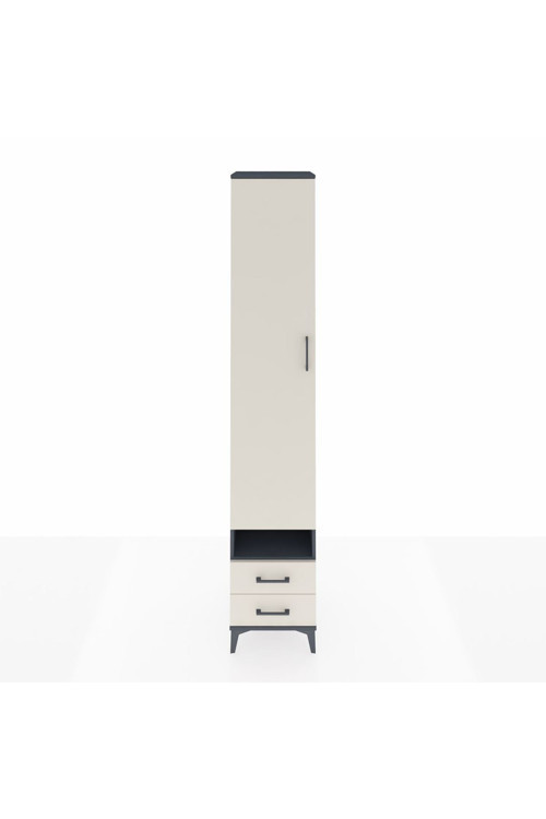 Hyperion Dolap 4 Raflı 2 Çekmeceli Tek Askılı 44x44x243 Antrasit-Aytaşı