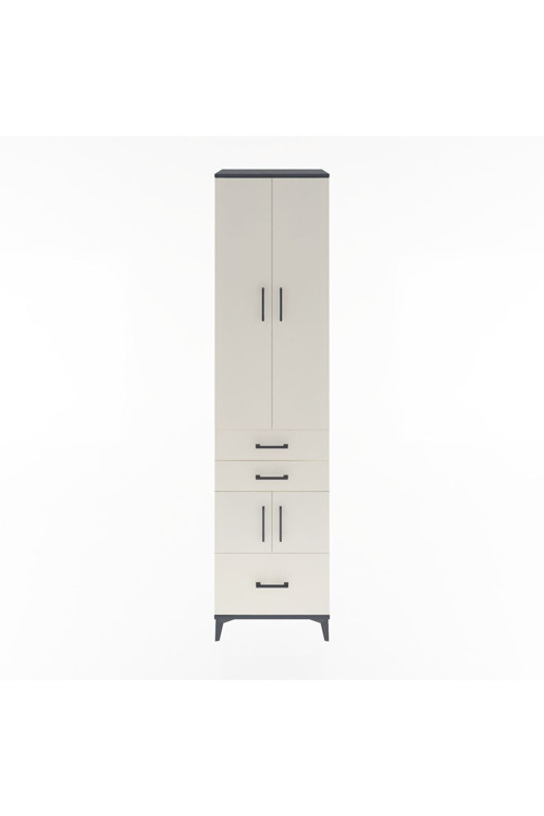 Hyperion Dolap 5 Raflı 3 Çekmeceli 4 Kapaklı 60 x 44 x 243 cm Antrasit - Aytaşı