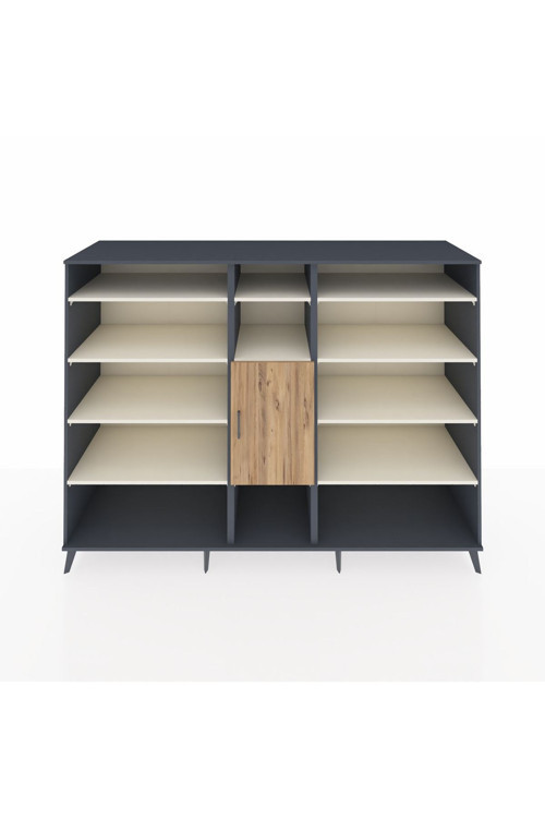 Kronos Dolap 12 Raflı 1 Kapaklı 220 x 59 x 163 cm Antrasit - Çam - Aytaşı