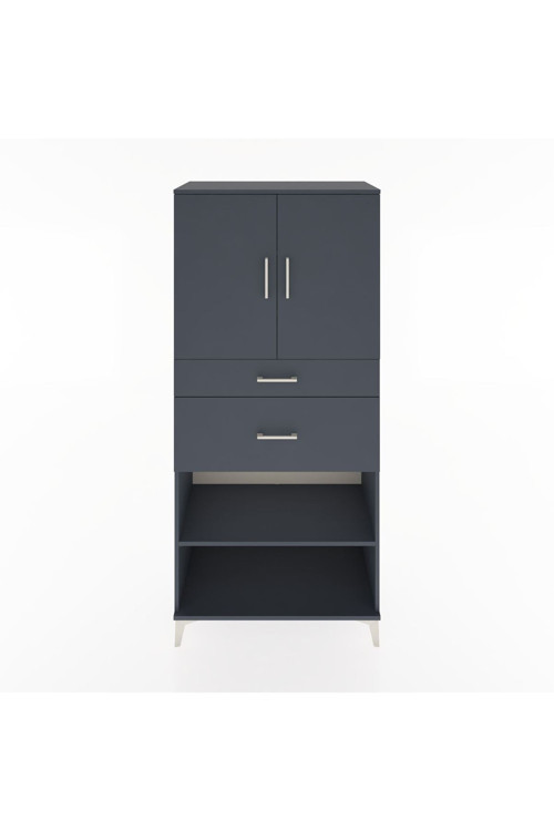Hyperion Dolap 4 Raflı 2 Çekmeceli 2 Kapaklı 88x44x195 Antrasit-Antrasit