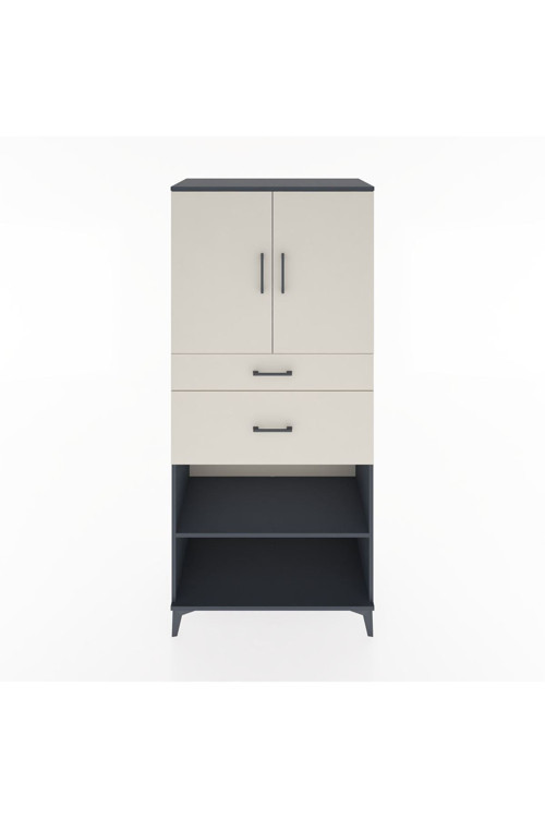 Hyperion Dolap 4 Raflı 2 Çekmeceli 2 Kapaklı 88x44x195 Antrasit-Aytaşı