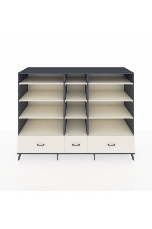 Kronos Dolap 12 Raflı 3 Çekmeceli 220 x 59 x 163 cm Antrasit - Aytaşı