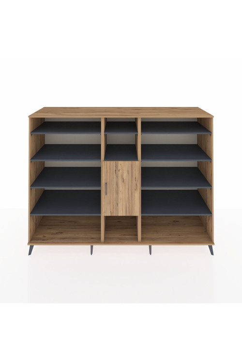 Kronos Dolap 12 Raflı 1 Kapaklı 220 x 59 x 163 cm Çam - Çam - Antrasit