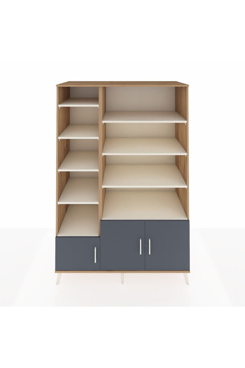 Kronos Dolap 10 Raflı 3 Kapaklı 132 x 59 x 195 cm Çam - Antrasit - Aytaşı
