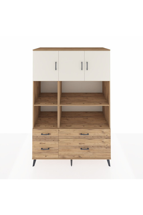 Kronos Dolap 8 Raflı 4 Çekmeceli 3 Kapaklı 132 x 59 x 195 cm Çam - Aytaşı - Çam