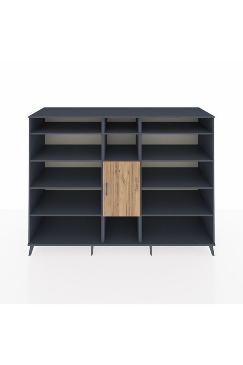 Kronos Dolap 12 Raflı 1 Kapaklı 220 x 59 x 163 cm Antrasit - Çam - Antrasit