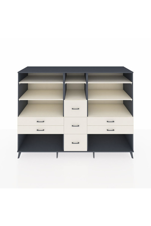 Kronos Dolap 8 Raflı 7 Çekmeceli 220 x 59 x 163 cm Antrasit - Aytaşı