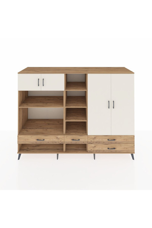 Kronos Dolap 12 Raflı 4 Çekmeceli 4 Kapaklı 220 x 59 x 163 cm Çam - Aytaşı - Çam
