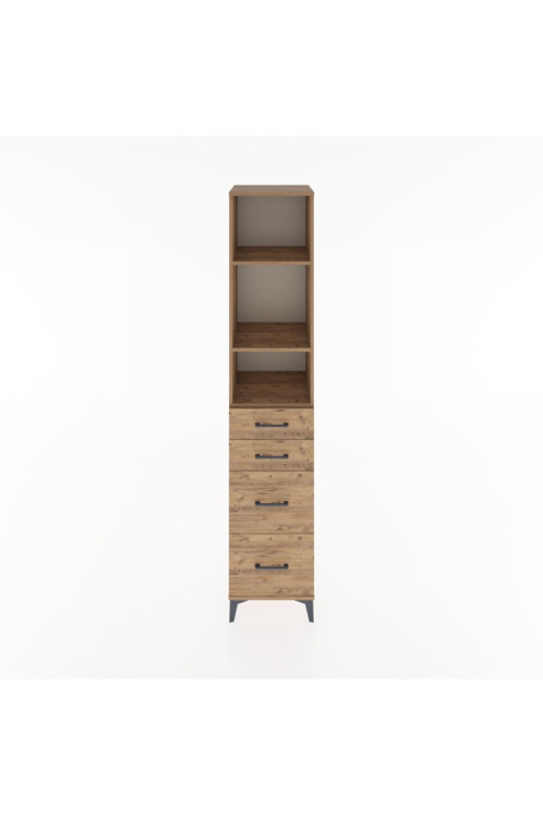 Hyperion Dolap 3 Raflı 4 Çekmeceli 44x44x221 Çam-Çam