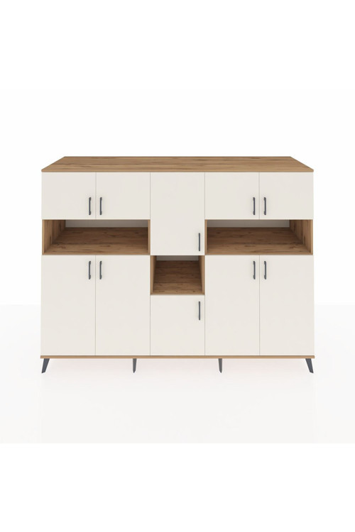Kronos Dolap 14 Raflı 10 Kapaklı 220x59x163 Çam-Aytaşı/Çam