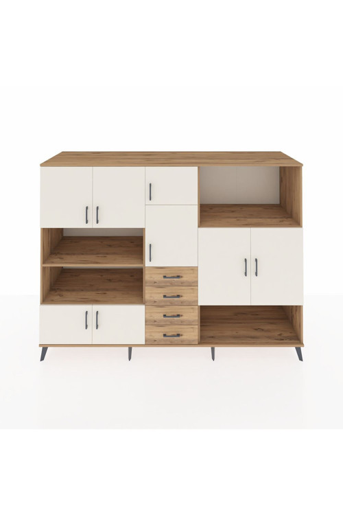 Kronos Dolap 10 Raflı 4 Çekmeceli 8 Kapaklı 220 x 59 x 163 cm Çam - Aytaşı - Çam