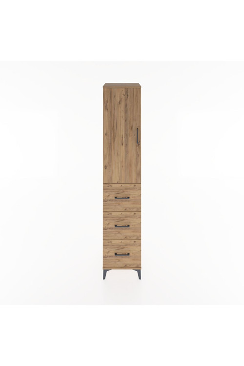 Hyperion Dolap 2 Raflı 3 Çekmeceli Tek Askılı 44x44x221 Çam-Çam
