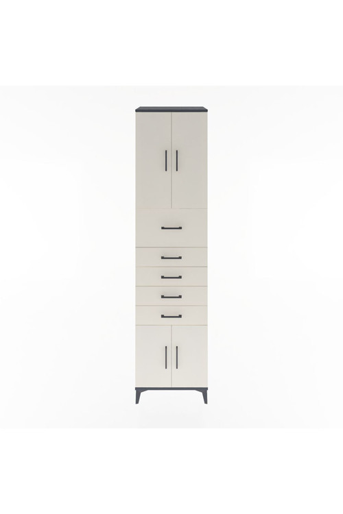 Hyperion Dolap 2 Raflı 5 Çekmeceli 4 Kapaklı 60x44x243 Antrasit-Aytaşı